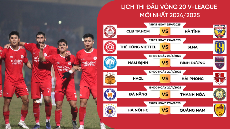 Lịch thi đấu Vòng 20 V-League 2024/25